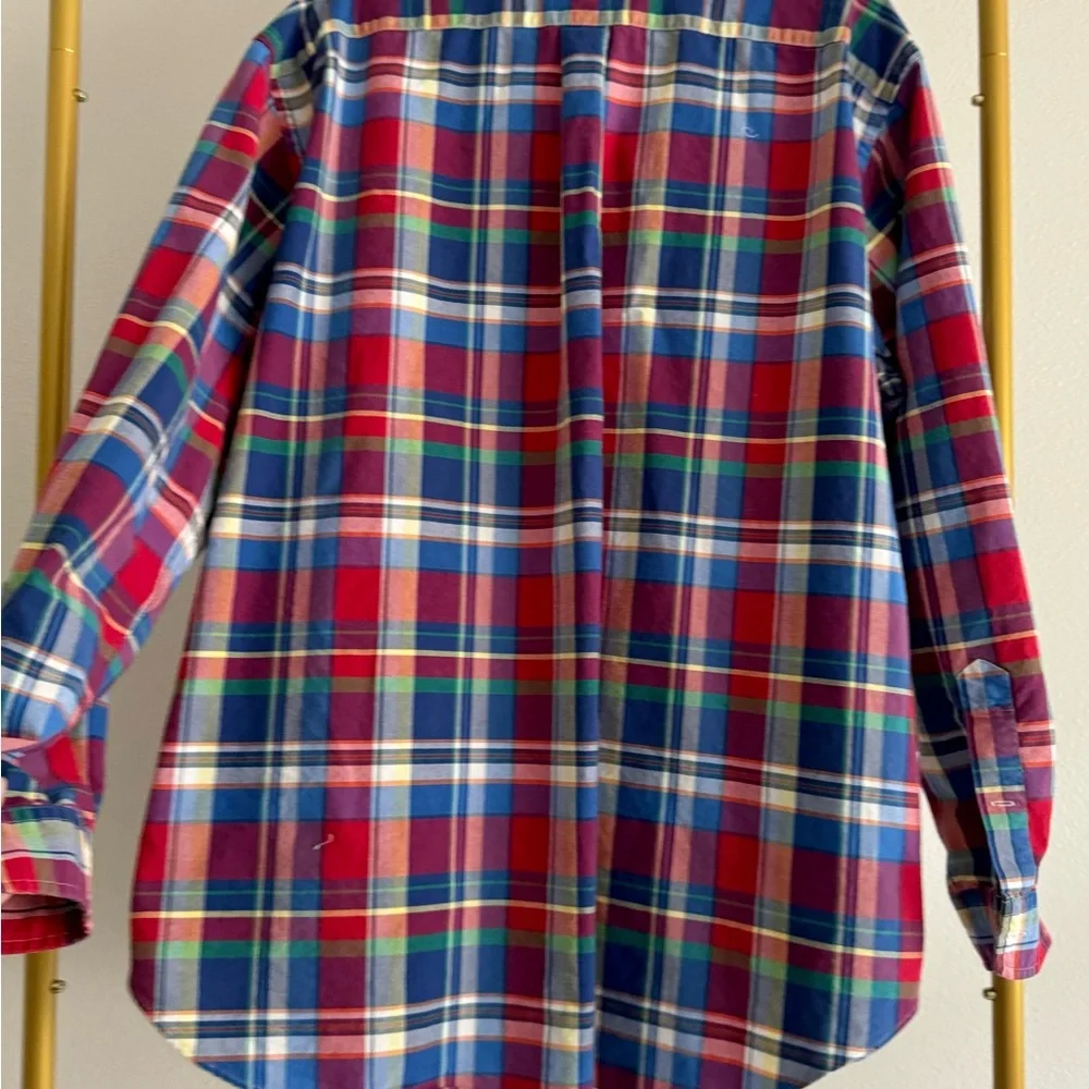Ralph Lauren Men's Sz 2X Red Blue Plaid Classic Oxford Shirt 100%‎ Cotton